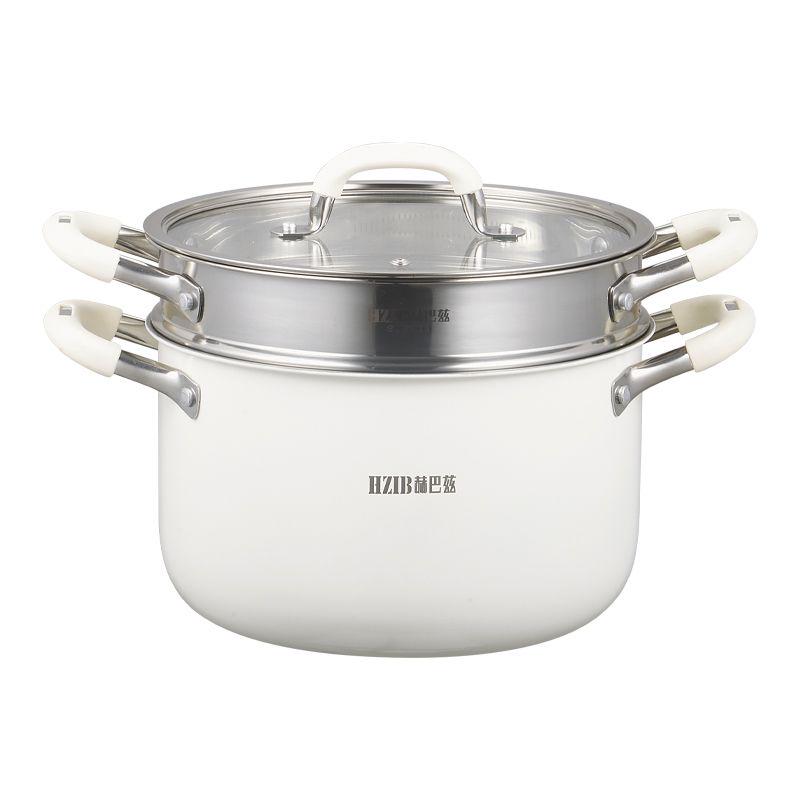 赫巴兹 304食品级不锈钢陶钢家用蒸锅专用加厚蒸煮炖汤锅带蒸笼